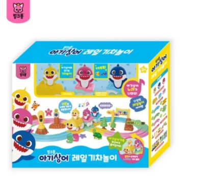 PINKFONG Baby Shark Rail Train Play Toy 3 Baby Shark Figures Baby Kids Gift - Image 1 of 4