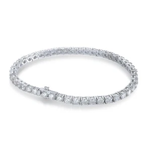 3.5mm Moissanite Tennis Bracelet Men 925 Sterling Silver 18K White Gold Overlay - Picture 1 of 14
