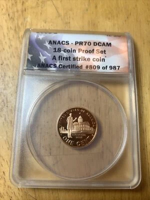 2009 S Penny First Strike coin Professional Anacs PR 70 DCAM - Image 1 of 2