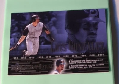 2002 Upper Deck Piece of History Luis Gonzalez Arizona Diamondbacks #62 - Image 1 of 2