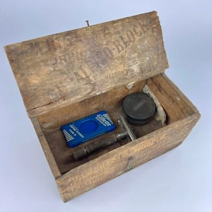 Vintage Soldier Tools Box Of Wood Handmade Shaver & Cream Military 1970s Israel - Picture 1 of 8