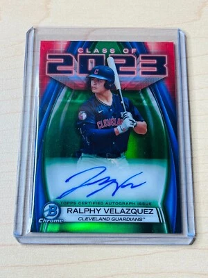 2023 Ralphy Velazquez Bowman Draft Class of 2023 Green Refractor Auto 69/99 - Image 1 of 2