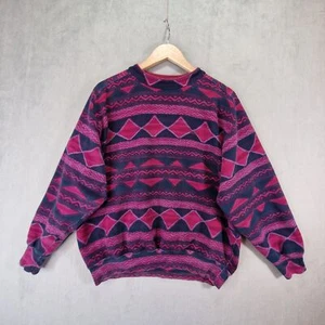 Sudadera para mujer Best Company XL púrpura patrón geométrico suéter deletreado - Imagen 1 de 10