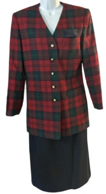 复古 Le 西装裙套装女式 8 码夹克 2 件套正装裙 — 第 1/4 张图片