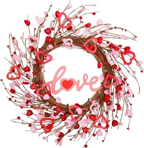 20 Inch Valentine'S Day Wreath for Front Door Valentine'S Day Decorations Artifi - Picture 1 of 7