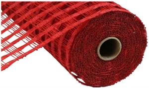 Poly Burlap check Mesh Roll Red 10" X 10 yards Craft Wreath DIY NEW - Picture 1 of 1