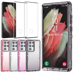 For Samsung Galaxy S21+/S21 Ultra/S21 5G Clear Case Cover Glass Screen Protector - Foto 1 di 36