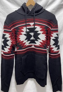 NWT XRAY Jeans LS aztec knit pullover hoodie sweater men size M kangaroo pockets - Picture 1 of 18