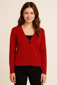 Gianni Vintage Strick Cardigan Sport Rot Damen Pullover USA Large - Bild 1 von 5
