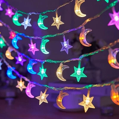 Star Moon Decorative led Fairy String light Home Garden Camp Party Wedding lamp - Image 1 of 4