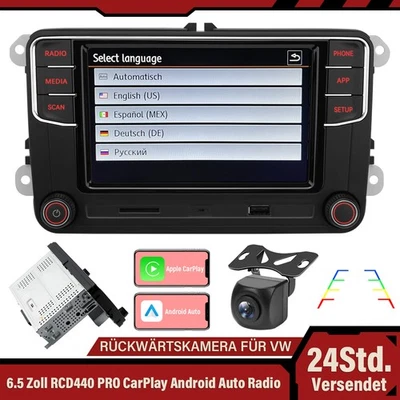 6.5" RCD440 PRO RCD330 RCD360 CarPlay Android Auto Radio Rückfahrkamera Für VW - Bild 1 von 4