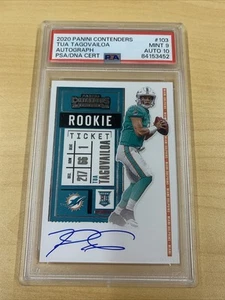 Panini Contenders 2020 Autographe Tua Tagovailoa Rookie Ticket RC PSA 9 AUTO 10 - Photo 1/5