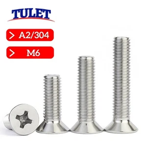 M6 Stainless Steel Phillips Flat Head Countersunk Machine Screws 18-8 DIN 965 - Picture 1 of 4