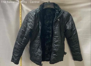 The North Face Girls Black Long Sleeve Lined Reversible Puffer Jacket Sz M 10-12 - Picture 1 of 6