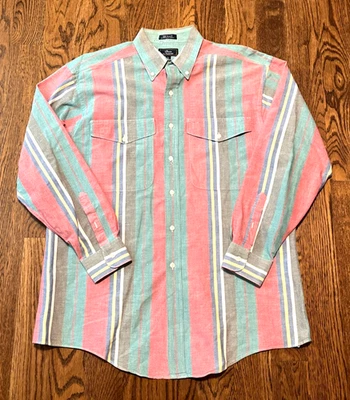 Vintage Brushpopper Western Shirt Large Arrow Dover Striped Cowboy - Image 1 of 3