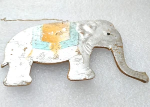 Antique Vintage USSR Cardboard Christmas Ornament Xmas Dresden Decor Elephant - Picture 1 of 5