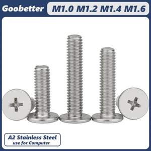 Viti Phillips testa piatta rotonda miniatura A2 acciaio inox M1 M1,2 M1,4 M1,6 - Foto 1 di 8