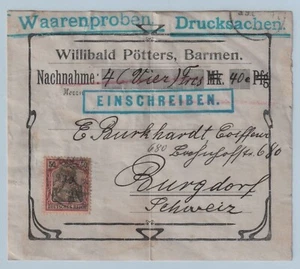 Barmen Wupp. Einschreiben Nachnahme Drucksache Paketkarte-Schein 50 Pf. DR (-134 - Picture 1 of 2