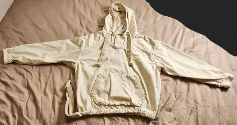 Pullover con capucha de lona marfil American Eagle para mujer chaqueta costera de playa talla S Foto 1 de 4