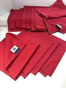 LOT 12 +1 100% ALL COTTON Solid Red Napkins Charter Club Christmas Holiday Table