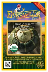 20 Organic Buttercrop Burgess Winter Squash Seeds - Everwilde Farms Mylar Packet - Picture 1 of 3