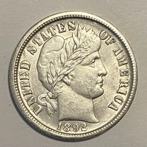 Uncirculated 1892-O New Orleans Mint Silver Barber Dime Silver Coin - Bild 1 von 4
