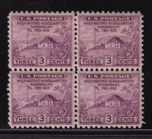 1933 Newburgh NY Sc 727 3c purple MNH VF full OG rotary block of 4 (D - Picture 1 of 1