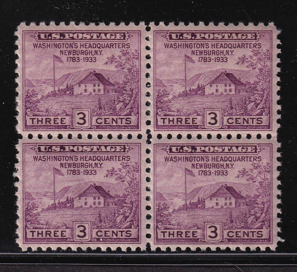 1933 Newburgh NY Sc 727 3c purple MNH VF full OG rotary block of 4 (D - Image 1 of 1