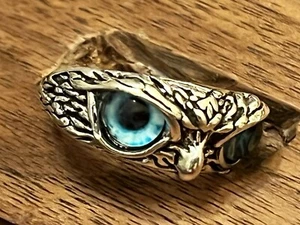 New Owl-Blue Eyes Ring, Renaissance, Silver Color. 7-1/2 And Larger, Adjustable! - Picture 1 of 18