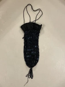 Beaded Flapper Style Drawstring Handbag With Tassel Vintage Evening Bag - Picture 1 of 7
