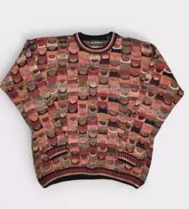 Tundra Sweater Mens L Multicolor 3D Knit Coogi Style Crewneck Canada Vintage - Picture 1 of 8