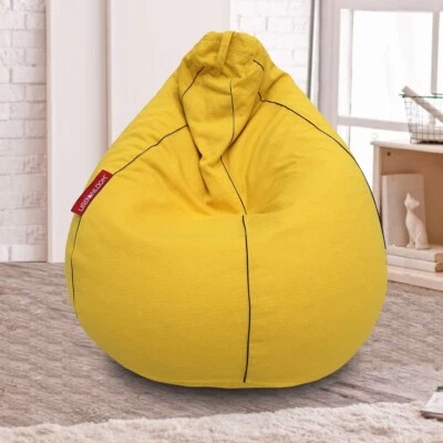 Sofá silla bolsa de frijoles funda grande algodón orgánico sin fundas para frijoles XXXL amarillo Foto 1 de 4