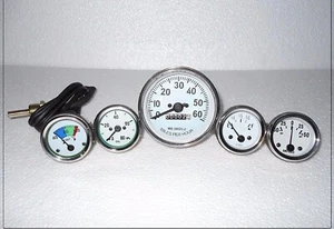Willys MB Jeep Ford GPW CJ Speedometer Temp Oil Fuel Amp Gauges White Face - Picture 1 of 3