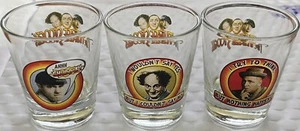 THE THREE STOOGES - Moe, Larry & Curly Pic & Quote - 3 SHOT GLASSES 2.25" 2010 - Picture 1 of 2