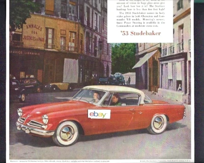 STUDEBAKER FOR 1953 IN IN RUST 2 TONE STARLINER STREETS OF PARIS FRANCE AD - Image 1 of 2