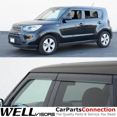 Viseras de ventana lateral WellVisors para Kia Soul 2014-2019 protectores de lluvia deflectores de viento Foto 1 de 4