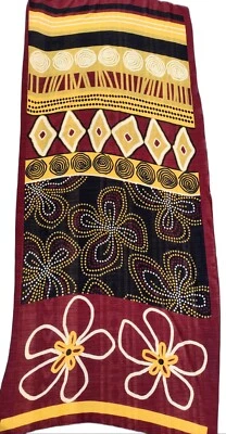 Bufanda Larga Diseño Tribal 66x26 Étnico Amarillo Negro Lunares Flores Geométricas  Foto 1 de 3