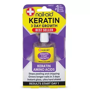 Nail-Aid Keratin 3 Day Growth Nail Treatment & Strengthener Clear 0.55 Fl Oz - Picture 1 of 4