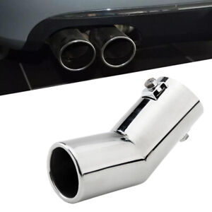 63MM 1PC Car Silver Rear Round Muffler Tail Cover Exhaust Pipe Trims Universal