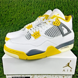 Nike Air Jordan 4 Retro Women's size 8.5 Yellow White Vivid Sulfur AQ9129-101 - Picture 1 of 12