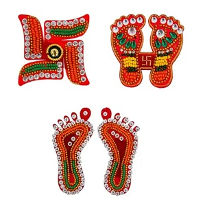 Diwali Stickers Laxmi Charan Pagla Swastik Floor Wall Door Rangoli Hindu Décor - Picture 1 of 9
