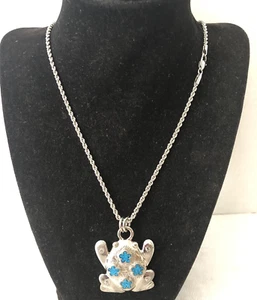 Vintage TRIFARI Frog Pendant Necklace signed Silver tone Turquoise Southwestern - Picture 1 of 8