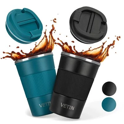 2 Stück Kaffeebecher to go Thermo 380ml Thermobecher Kaffee to go Coffee Bech... - Bild 1 von 4