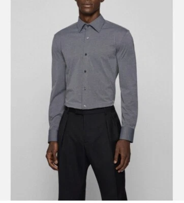 Hugo Boss Men’s Black Label Slim Fit Grey Dress Shirt Size 43/17 - Image 1 of 4