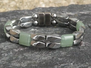 Männer Frauen Silbertherapie magnetische Hämatit Armband Fußkett Halskette GRÜNE JADE - Bild 1 von 5