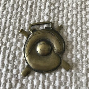 Winchester Sporting Goods Store Baseball in Mitt Watch Fob Original Patina - Picture 1 of 2