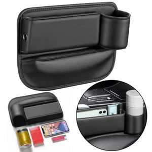 Autositz Lückenfüller Aufbewahrungsbox mit Getränkehalter PU Leder KFZ Organizer - Bild 1 von 9