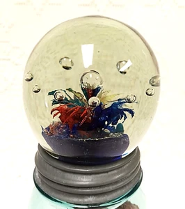 VTG Hand Blown ART GLASS PAPER WEIGHT Smokey Tinted Red Green Blue BALL Bubbles - Picture 1 of 7