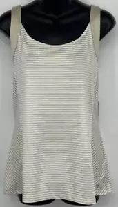 IZOD Womens Golf Tank Top Shirt Beige White Strip XL NEW NWT Active Round Neck - Picture 1 of 7