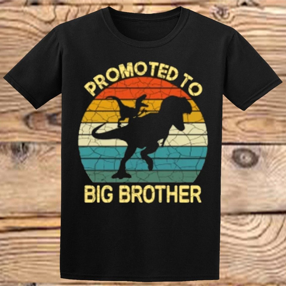 Promoted to big brother dinosaur Boys Girls Funny Tee Top Kids T-Shirt #DPK